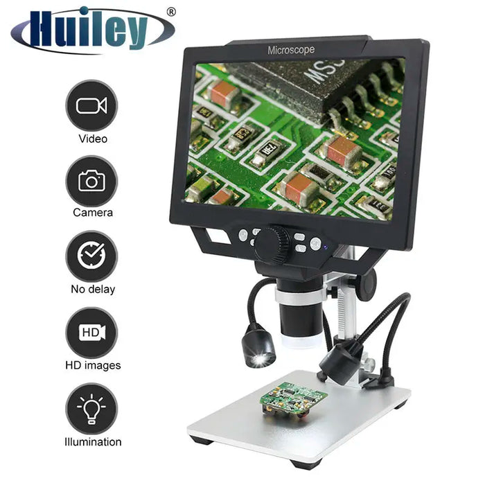 1-1600X Digital Microscope with 9-Inch HD Display and Dual LED Light Source for Soldering and Repair