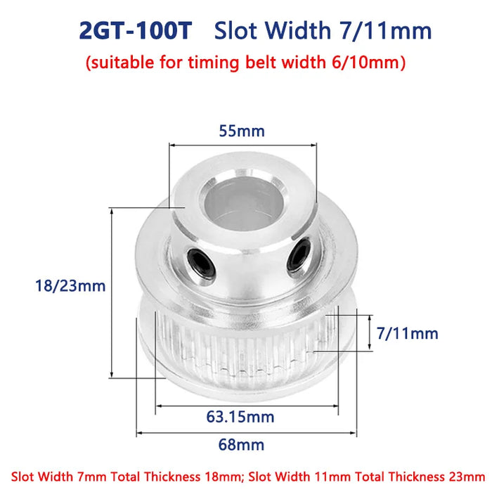 2GT 100 110 120 Teeth Timing Pulley Bore 5 6 6.35 8 10 12-25mm GT2