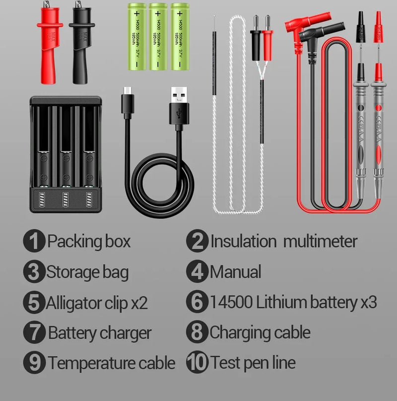 MH17 2-in-1 Insulation Multimeter – 19999 Counts True RMS Rechargeable Megohmmeter + Digital Multimeter