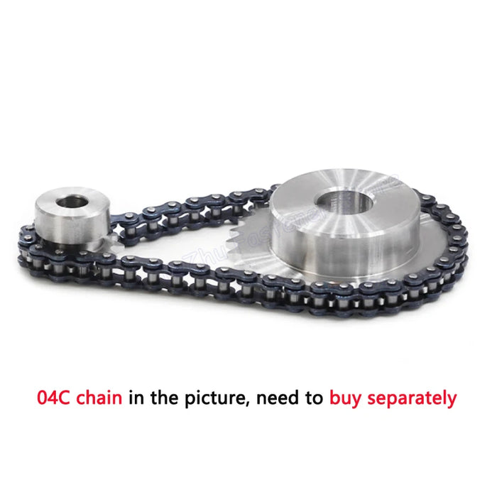 10-25 Tooth 04C Chain Gear - 304 Stainless Steel with Bore Sizes 6mm and 8mm