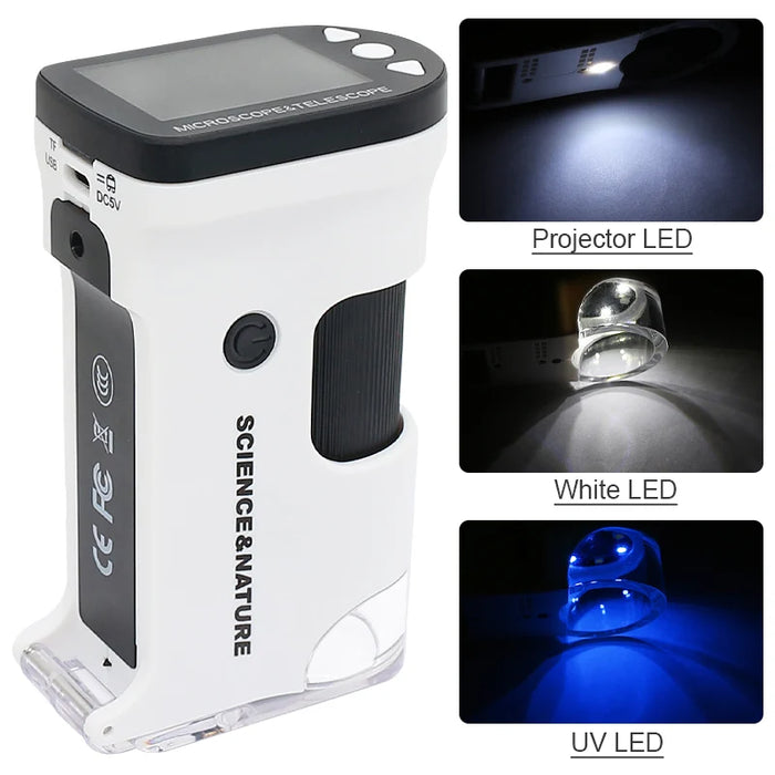 Portable Digital Microscope - 800x Zoom, HD Screen, Handheld Mini