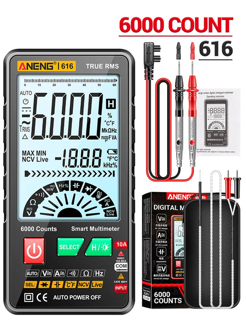 Digital Multimeter - 6000 Counts Ultra-Thin Intelligent AC/DC Multimeter