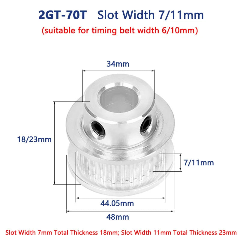 2GT 60 70 80 90 Teeth Timing Pulley Bore 5 6 6.35 8 10 12-25mm GT2