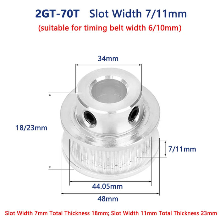 2GT 60T 70T 80T 90T Zahnriemenscheibe Keilnut Bohrung 8 10 12 12,7 14-25mm 