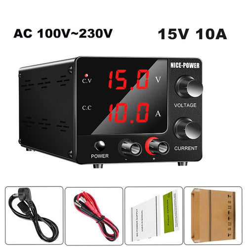 NICE-POWER Adjustable Regulated Lab DC Power Supply, 15V 30V 10A