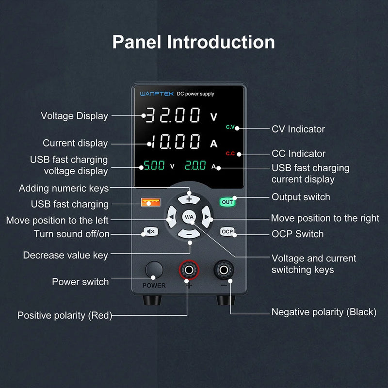 Adjustable DC Bench Power Supply 30V 10A / 60V 5A Digital Lab Voltage Regulator APS3010H