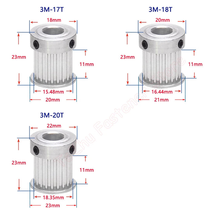 HTD3M Riemenbreite 10 mm, 12T-20T Zahnriemenscheibe 12 14 15 16 17 18 20 