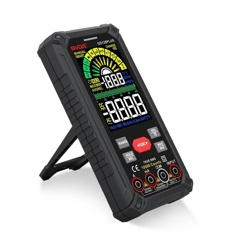 GD128PLUS Smart Rechargeable Digital Multimeter – 9999 Counts True RMS, Color LCD, Auto Range, DC 999.9V / AC 750V, 9.999A, NCV, Frequency, Capacitance, Temp