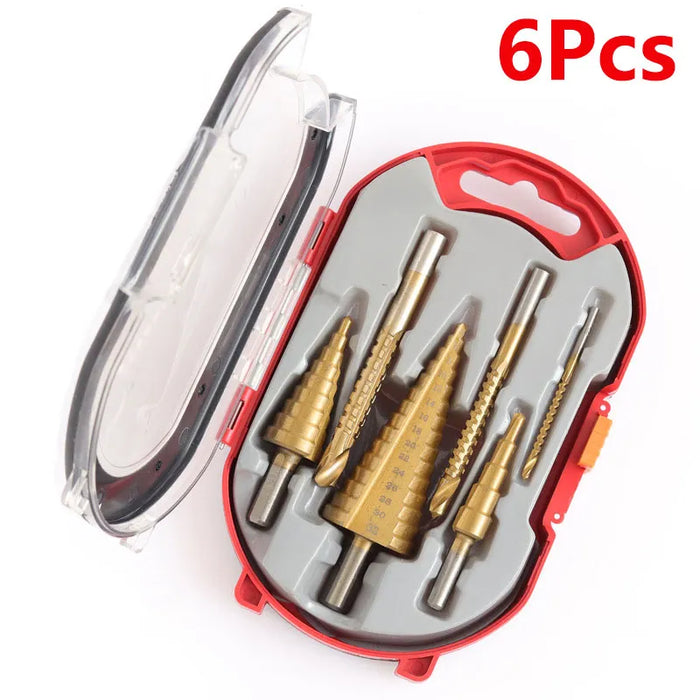 6Pcs Step Drill Bit Saw Drill Bit Set Titanium Milling Cutter 4-12