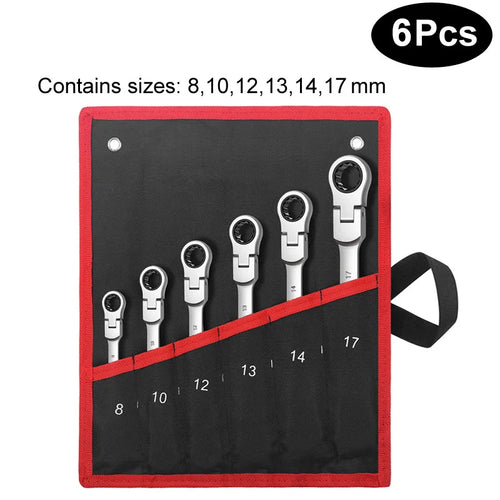Combination Ratcheting Wrench Set with Flexible Head