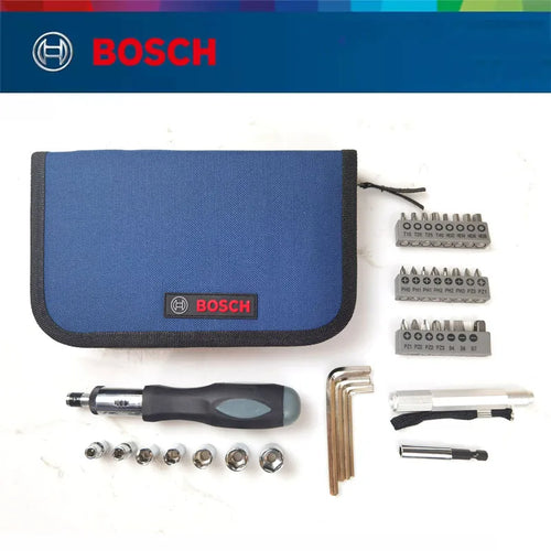 Bosch 38-Piece Ratchet Screwdriver Kit with Screwdriver Bits, Socket Set, and Flashlight