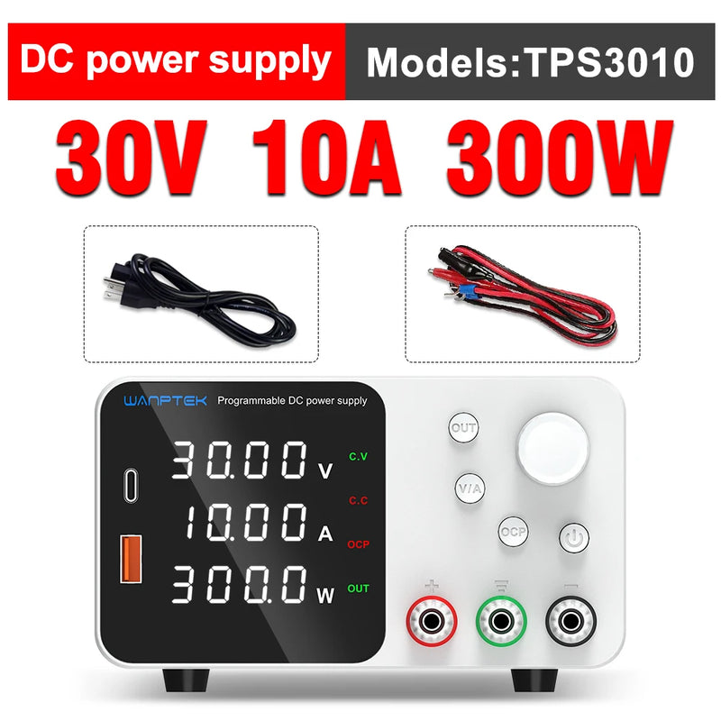 TPS Adjustable DC Bench Power Supply 30V–160V with USB-A & USB-C Digital Display Voltage Regulator
