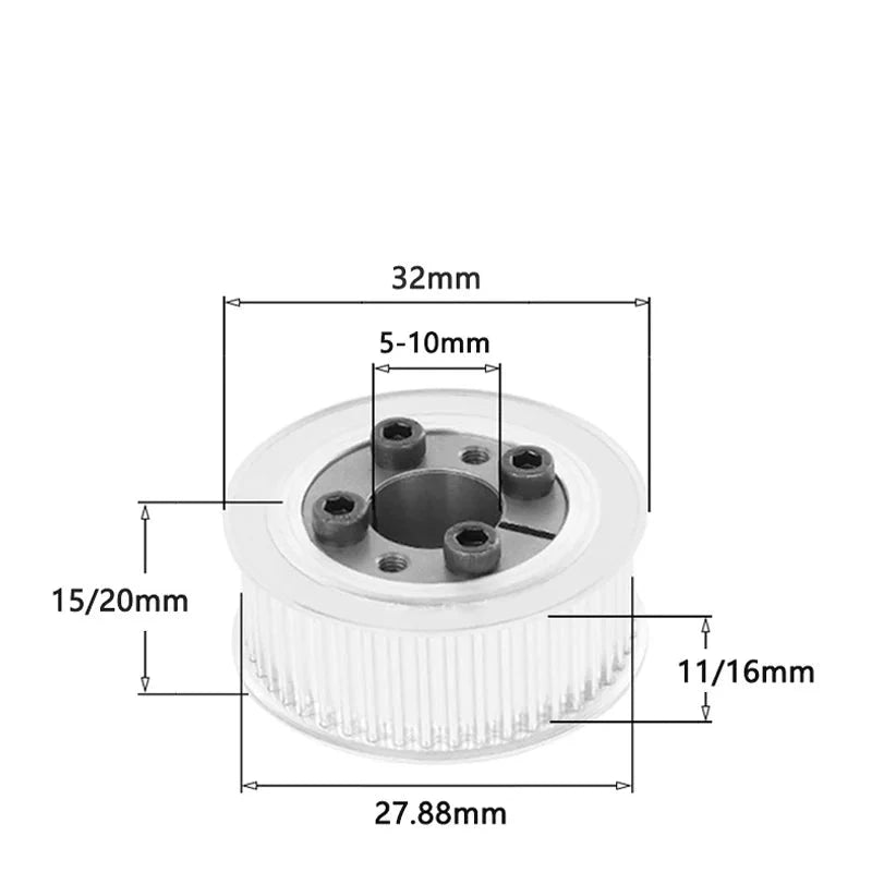 HTD3M 30 Teeth Keyless Timing Pulley 30T HTD-3M Expansion Sleeve
