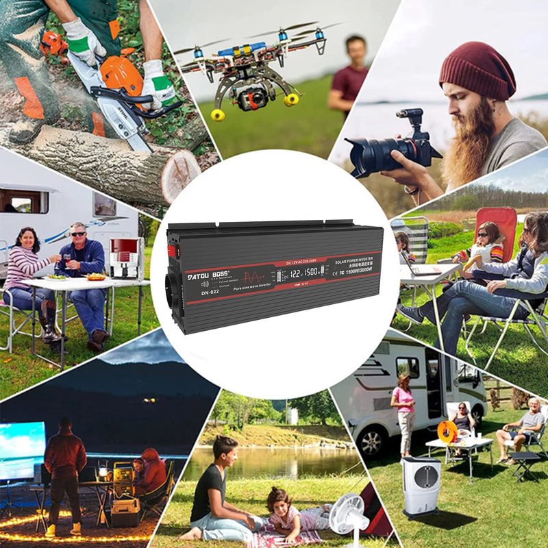Pure Sine Wave Inverter – 12V DC to 220V AC, 1500W High-Efficiency Power Solution with Remote Control