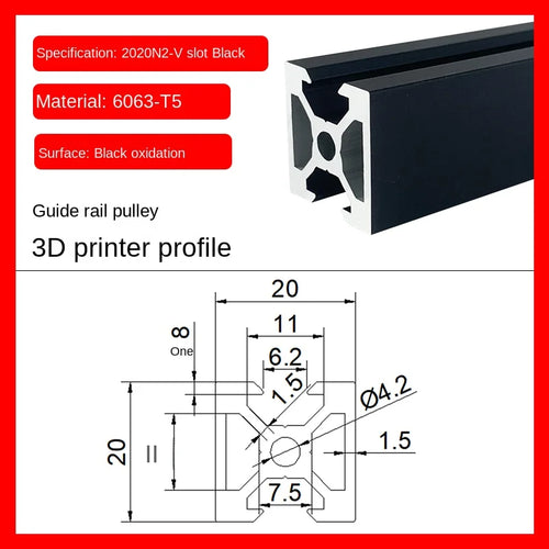 Perfil de aluminio con ranura en V 2020N1 Estándar europeo 