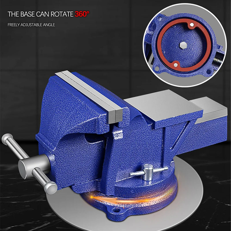 Heavy Duty Bench Vise 4" 5" 6" – 360° Swivel Base Cast Iron Vice
