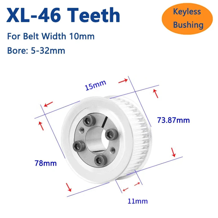 46 Zähne XL-Erweiterungshülse Synchronrad 46T Keyless Bushing 