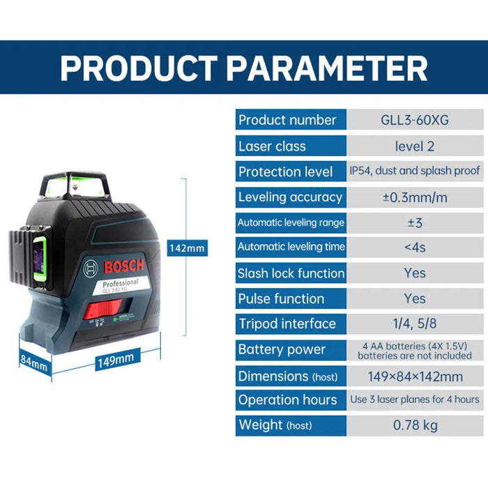 Bosch GLL 3-60 XG Professional Laser Level 360 Auto Leveling Green