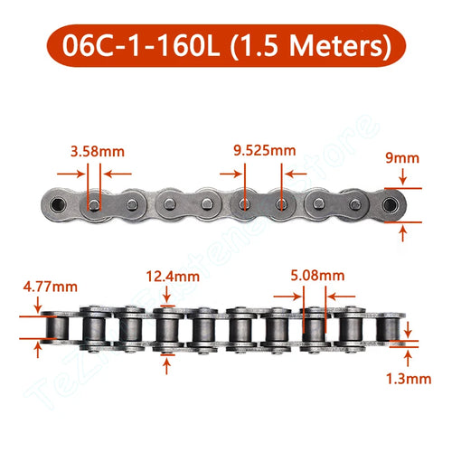 1 Stück 04C 05B 06B 06C 08A 08B 10A 10B Präzisionsrollenkette mit kurzer Teilung 