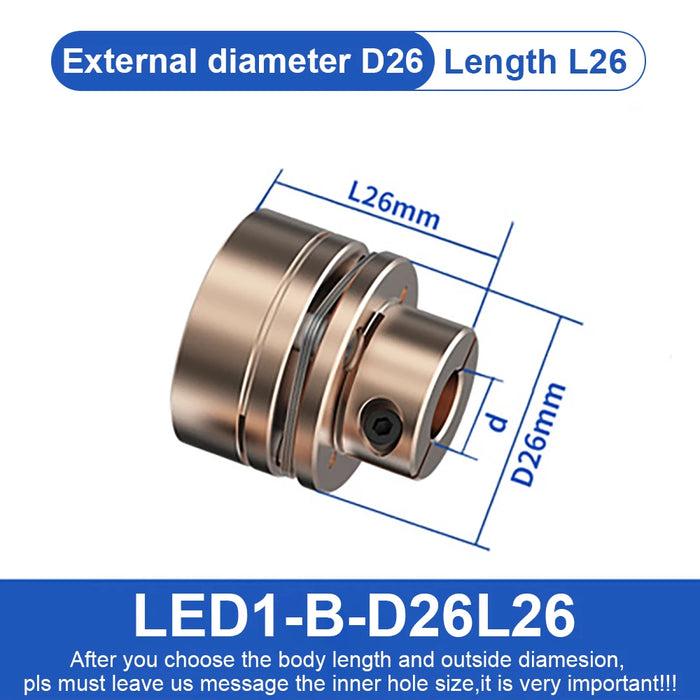 Flange Coupling  LED D26L26/35 Flexible Motor Shaft Coupler Aluminium