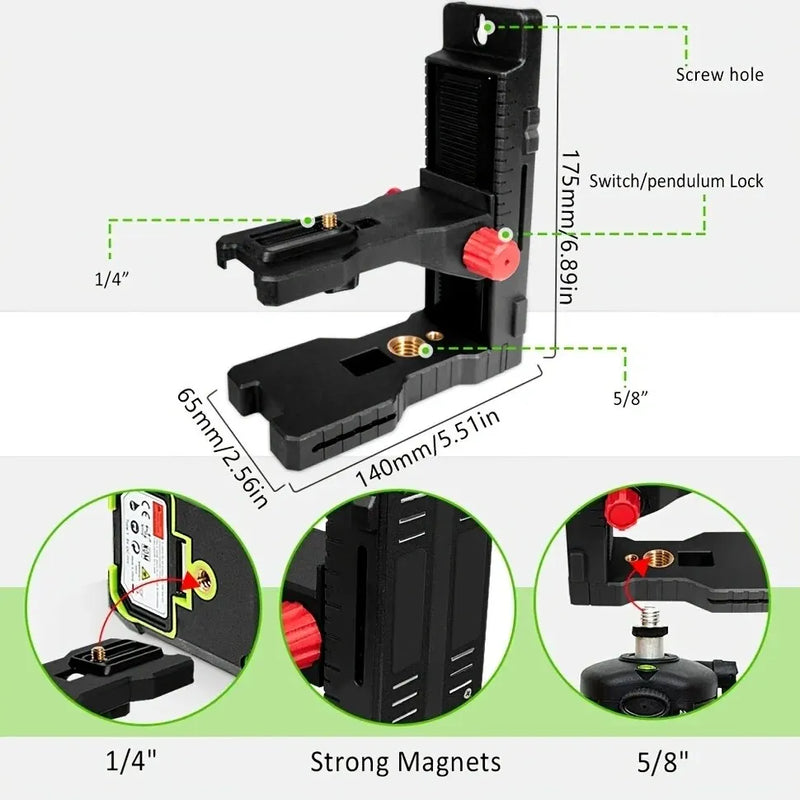 Super strong magnetic L-bracket support mount - Adjustable holder for universal laser level