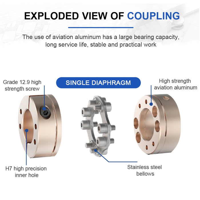 Flexible Diaphragm Coupling D45L40 10mm to 24mm 8-screw Larger