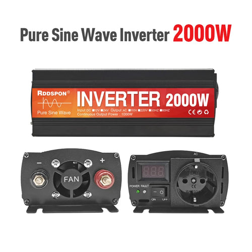 Pure Sine Wave Inverter – 12V/24V DC to 220V AC with 1600W/2000W