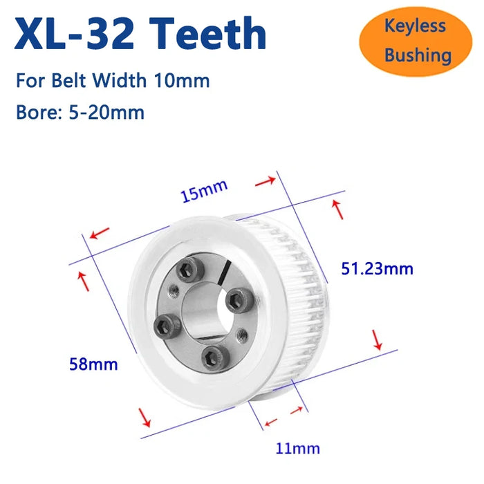 Buje sin llave de rueda síncrona 32T con funda de expansión XL de 32 dientes 