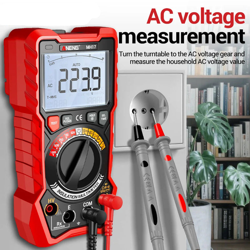 MH17 2-in-1 Insulation Multimeter – 19999 Counts True RMS Rechargeable Megohmmeter + Digital Multimeter