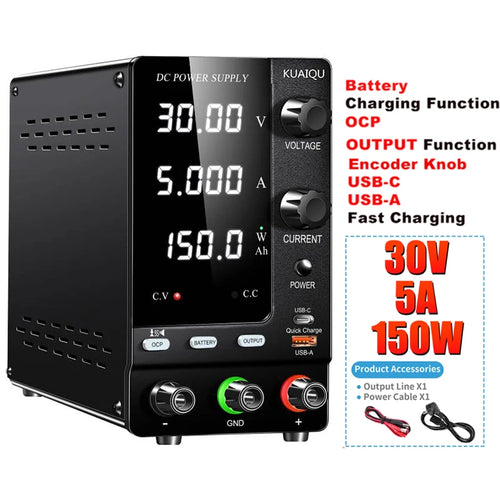 NICE-POWER Adjustable Regulated Lab DC Power Supply, 15V 30V 10A