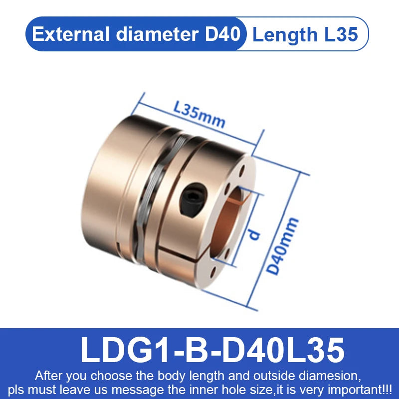Acoplamiento de diafragma flexible D40L35 8 mm a 22 mm 8 tornillos más grande 