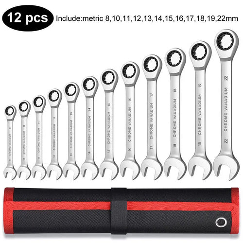 Ratcheting Wrench Set - Metric and Standard 12-Point Box