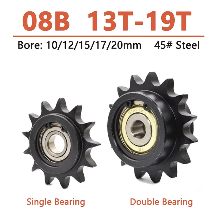 1 Stück 13T-19T 08B Kettenrad mit Lager 13 15 17 19 Zähne Spannrad 