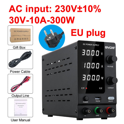 GVDA Adjustable DC Power Supply – Switchable Lab Power Source