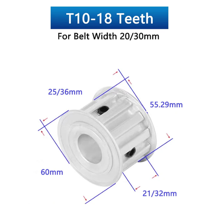 Polea de sincronización T10 de 18 dientes, rueda síncrona de aluminio 18T para 