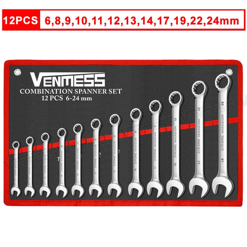 Combination Wrench Set – 12-Point Open and Box End Spanners for Garage & Car Repair