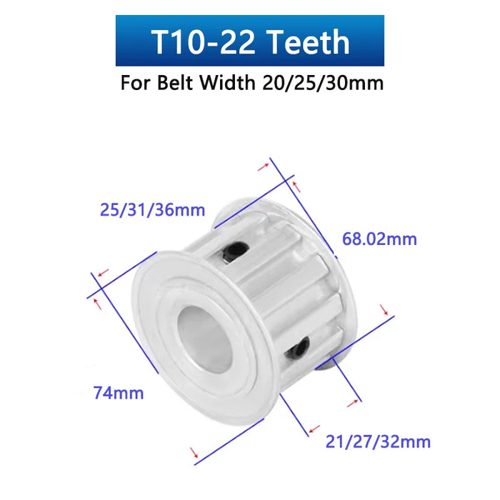 22 Zähne T10 Zahnriemenscheibe 22T Aluminium Synchronrad für 