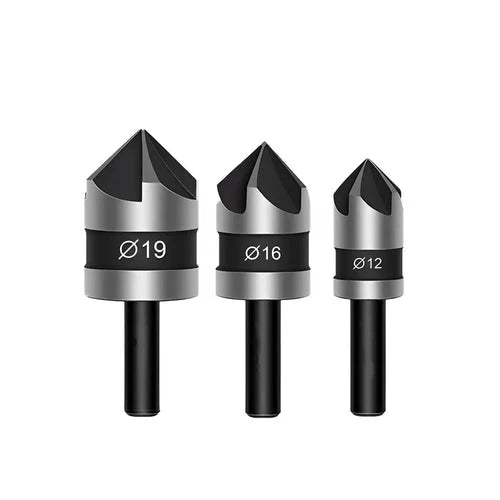 3PCS Countersink Drill Bit Hss Hex Chamfer Five Pears Hexagonal 90