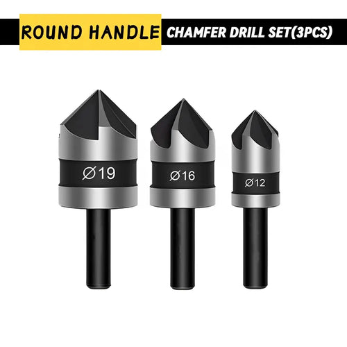 3PCS Countersink Drill Bit Hss Hex Chamfer Five Pears Hexagonal 90