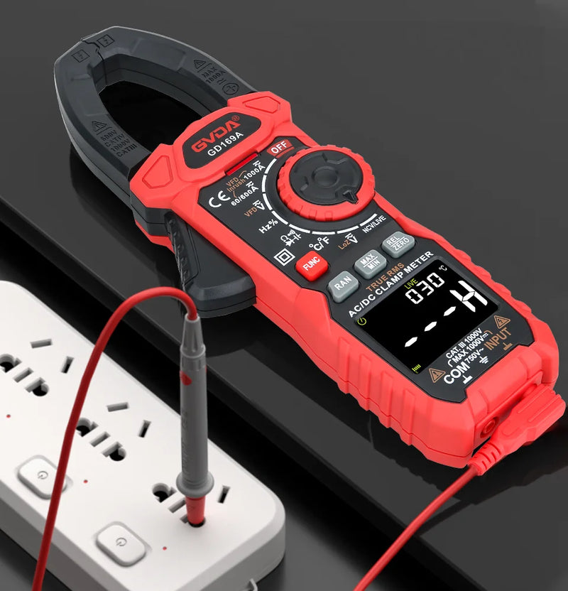 GD169A Digital Clamp Meter – 1000A AC/DC True RMS, 1000V DC / 750V AC, VFD Mode, Inrush Current, LowZ, NCV, Temperature, Capacitance, Frequency