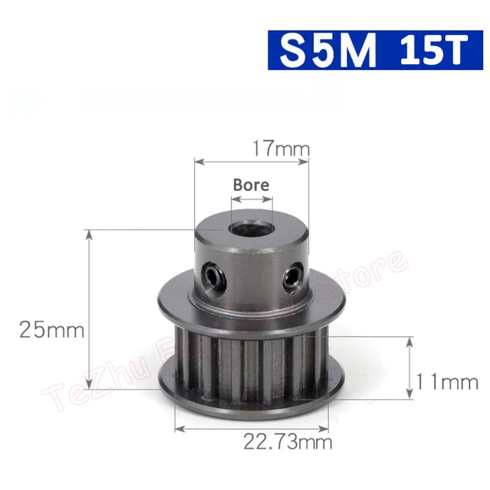 14-17 Teeth S5M Timing Pulley - Hard Anodized Aluminium Synchronous Wheel