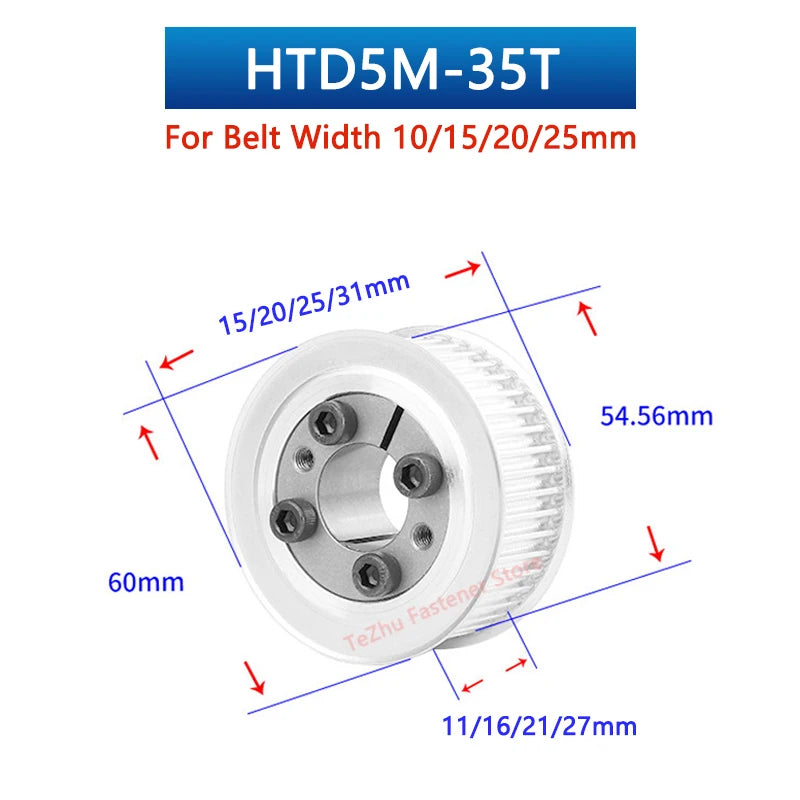 HTD 5M 35 Teeth Keyless Timing Pulley – AF Type