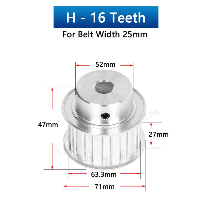 12T-18T H Timing Pulley – Synchronous Wheel with Aluminum Alloy and Galvanized Iron Flange