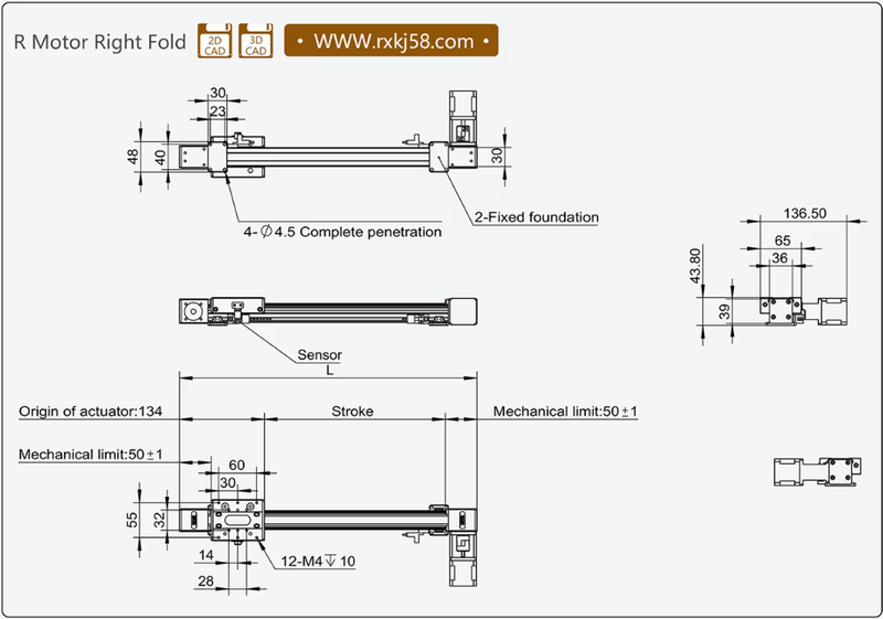 RXP30 Linear Guide Rail with Synchronous Belt Module - High Precision