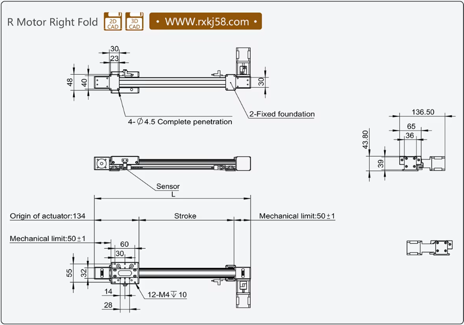 RXP30 Linear Guide Rail with Synchronous Belt Module - High Precision