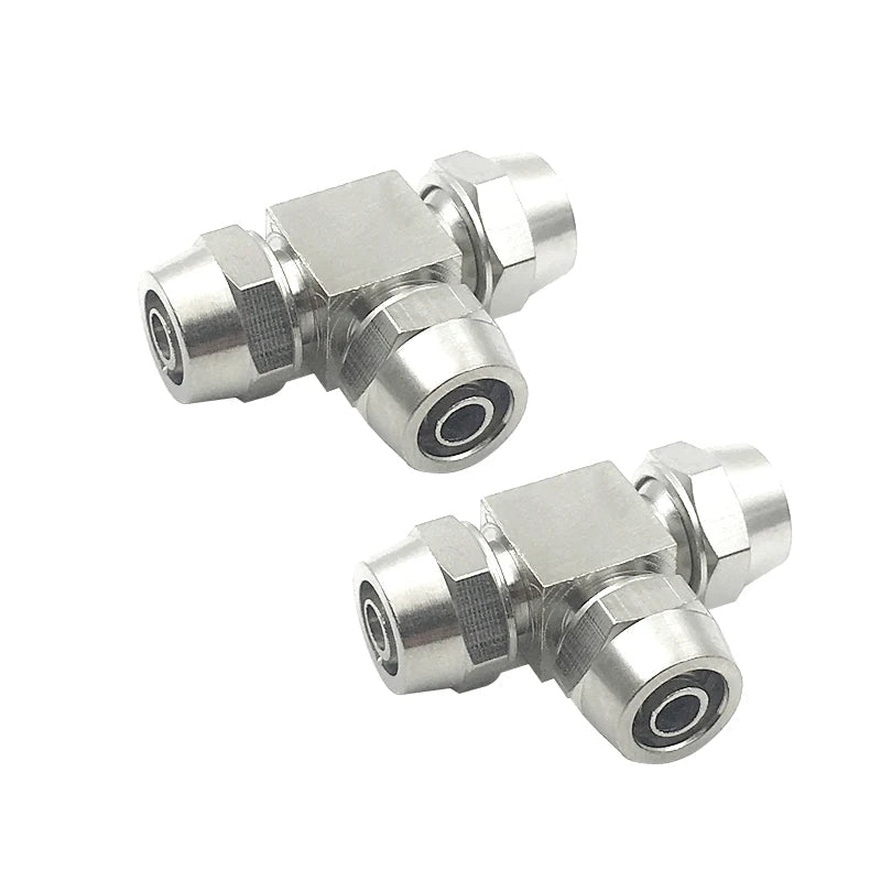 30PCS KL-PE Pneumatic Tee Connector – Quick Twist T-Type 4–16mm Nickel Plated Brass