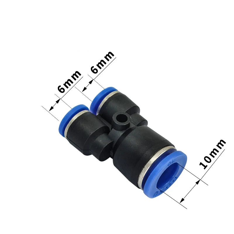 PW Y-Type Pneumatic Reducing Tee – Push-In Hose Connector 4–16mm (6 - 30PCS)