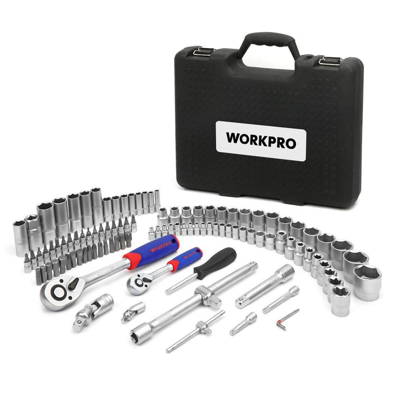 Juego de herramientas WORKPRO de 108 piezas para herramientas de reparación de automóviles, juego de herramientas mecánicas mate