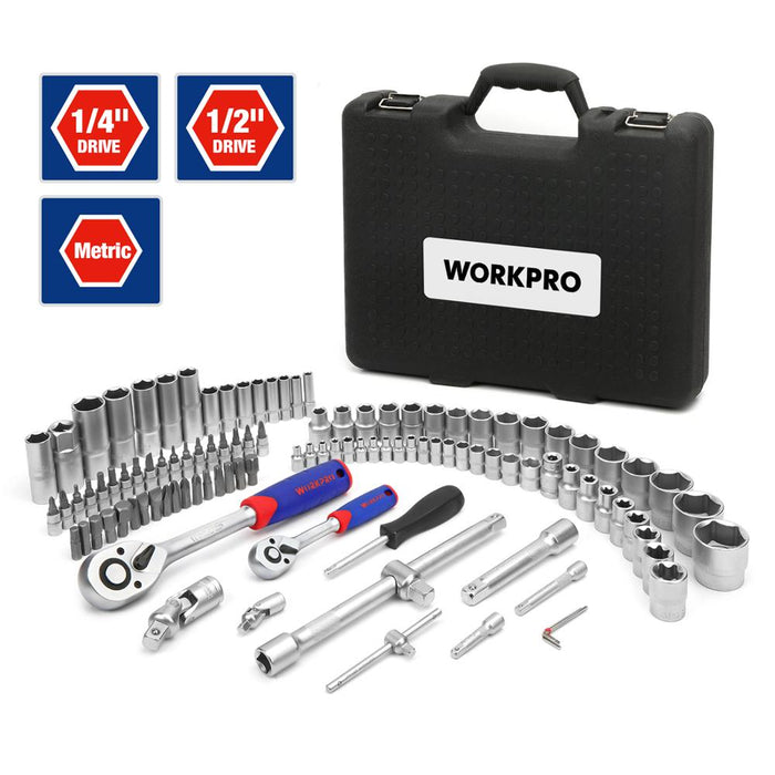 WORKPRO 108-teiliges Werkzeugset für Autoreparaturwerkzeuge, Mechaniker-Werkzeugset, matt