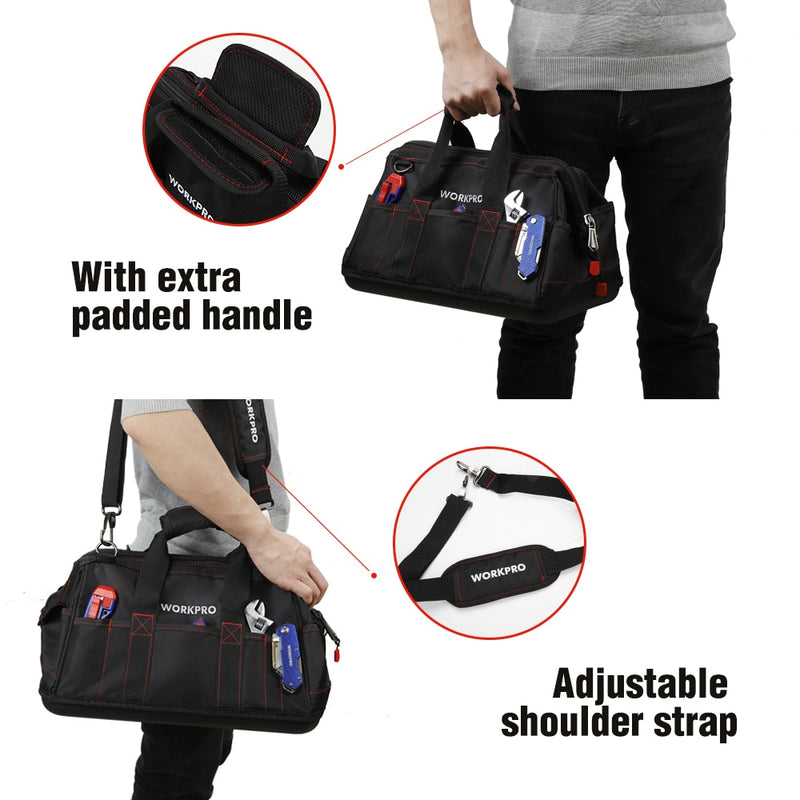 Bolsa de herramientas Workpro, bolsa de electricista impermeable portátil multifunción